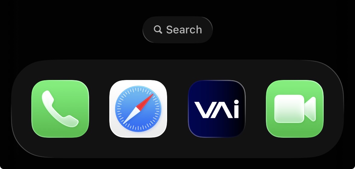 Vai PWA icon on iPhone home screen dock alongside native apps